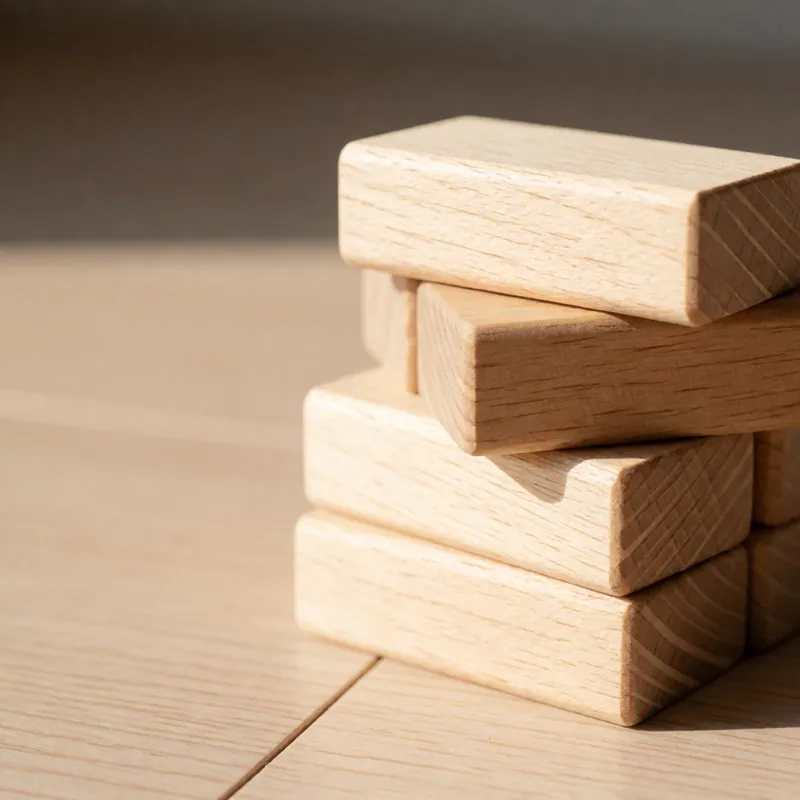 Plain wooden blocks on the floor at Woodside Daycare