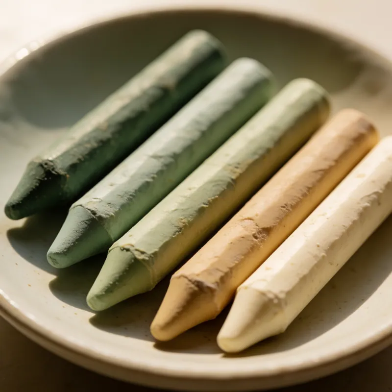Unwrapped crayons in a dish at Woodside Daycare