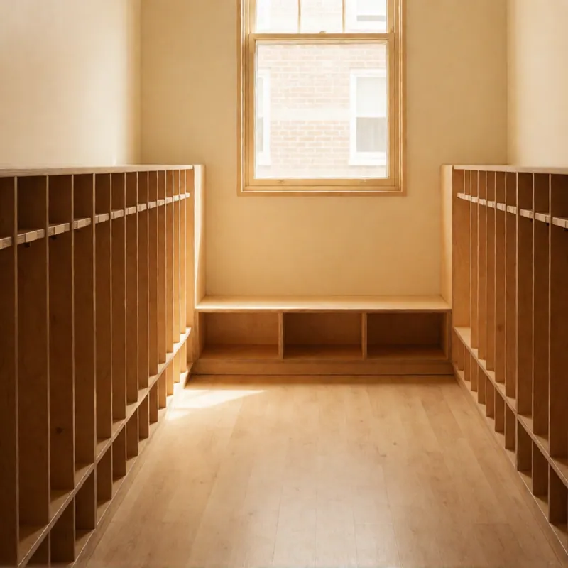 The cubby corridor at Woodside Daycare