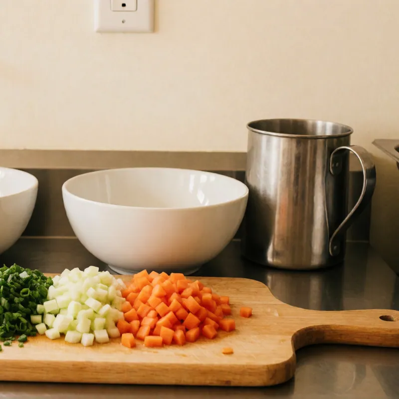 Lunch being prepared in the kitchen at Woodside Daycare